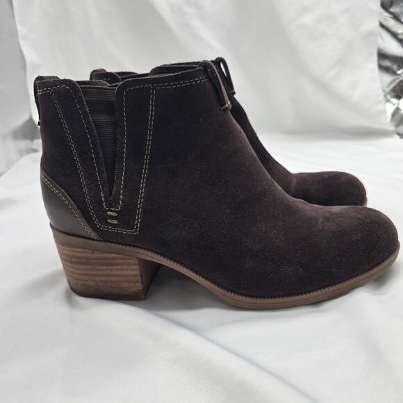 Clarks Maypearl Daisy Ankle Booties Dark Chocolate Brown Size 8 - Picture 2 of 8